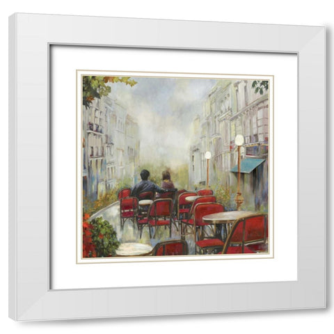 Parist Cafe White Modern Wood Framed Art Print with Double Matting by PI Studio