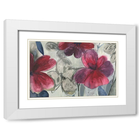 Cartagena Floral  White Modern Wood Framed Art Print with Double Matting by PI Studio