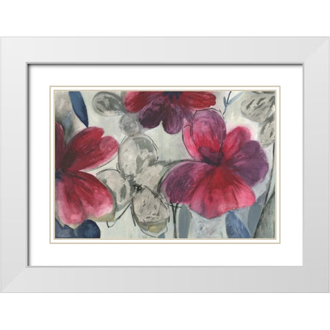 Cartagena Floral  White Modern Wood Framed Art Print with Double Matting by PI Studio