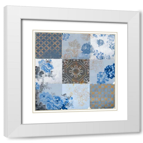 Deft Blue White Modern Wood Framed Art Print with Double Matting by PI Studio