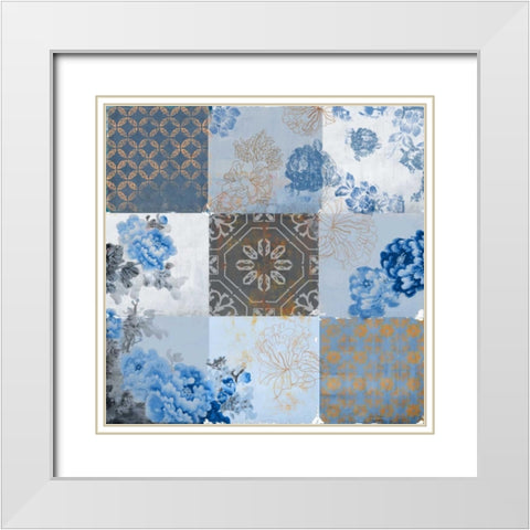 Deft Blue White Modern Wood Framed Art Print with Double Matting by PI Studio