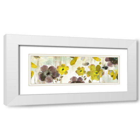 Bouquet Florals White Modern Wood Framed Art Print with Double Matting by PI Studio