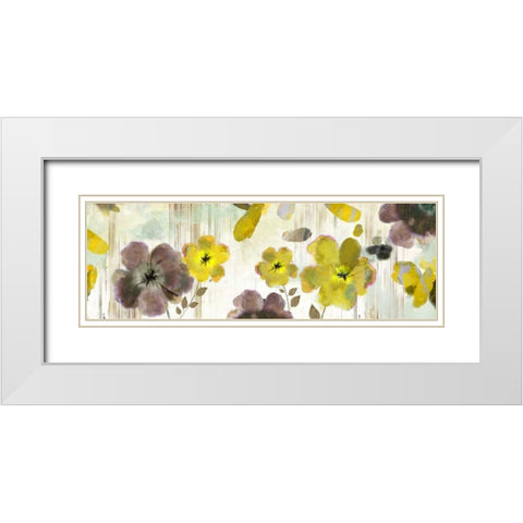 Bouquet Florals White Modern Wood Framed Art Print with Double Matting by PI Studio