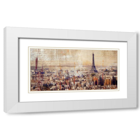 City of Light White Modern Wood Framed Art Print with Double Matting by PI Studio