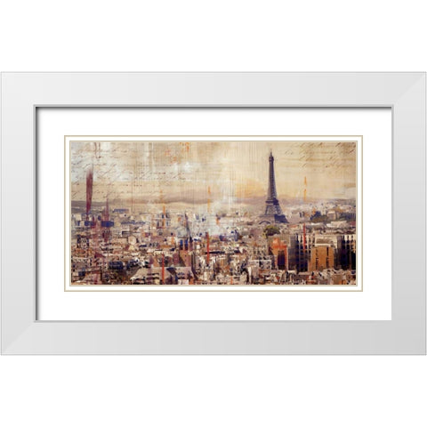 City of Light White Modern Wood Framed Art Print with Double Matting by PI Studio