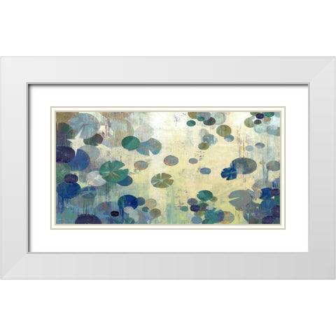 Teal Lily White Modern Wood Framed Art Print with Double Matting by PI Studio