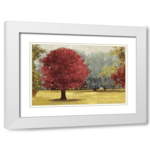 Summer Days - Red White Modern Wood Framed Art Print with Double Matting by PI Studio