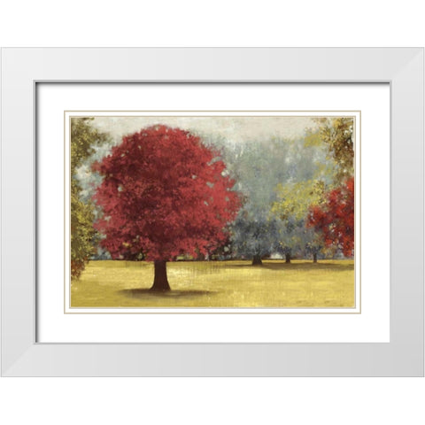 Summer Days - Red White Modern Wood Framed Art Print with Double Matting by PI Studio