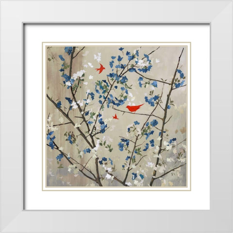 Blue Glory White Modern Wood Framed Art Print with Double Matting by PI Studio