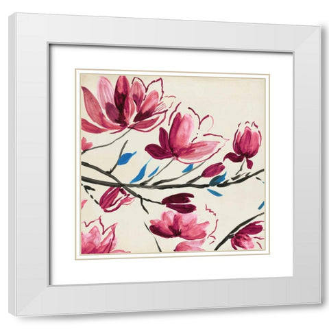 Primavera I White Modern Wood Framed Art Print with Double Matting by PI Studio