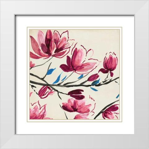 Primavera I White Modern Wood Framed Art Print with Double Matting by PI Studio