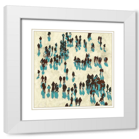 Teal Wanderers White Modern Wood Framed Art Print with Double Matting by PI Studio