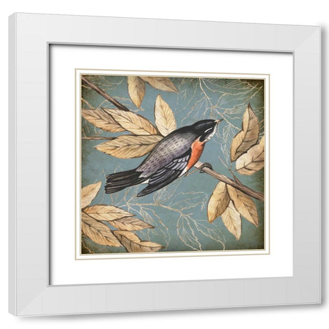 Songbird Fable I White Modern Wood Framed Art Print with Double Matting by PI Studio