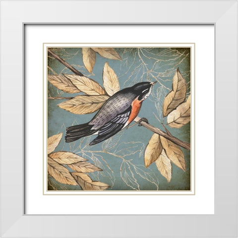 Songbird Fable I White Modern Wood Framed Art Print with Double Matting by PI Studio