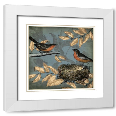 Songbird Fable II White Modern Wood Framed Art Print with Double Matting by PI Studio