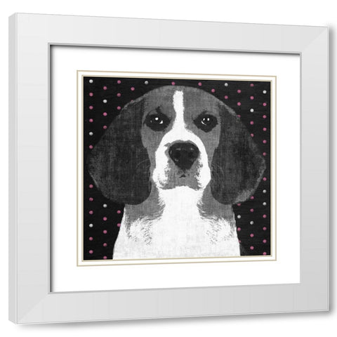 Beagle White Modern Wood Framed Art Print with Double Matting by PI Studio