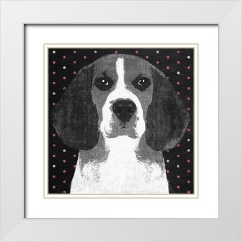Beagle White Modern Wood Framed Art Print with Double Matting by PI Studio