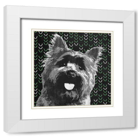 Yorkie White Modern Wood Framed Art Print with Double Matting by PI Studio