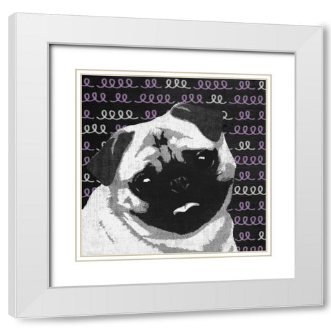 Pug White Modern Wood Framed Art Print with Double Matting by PI Studio