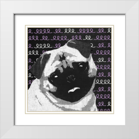 Pug White Modern Wood Framed Art Print with Double Matting by PI Studio