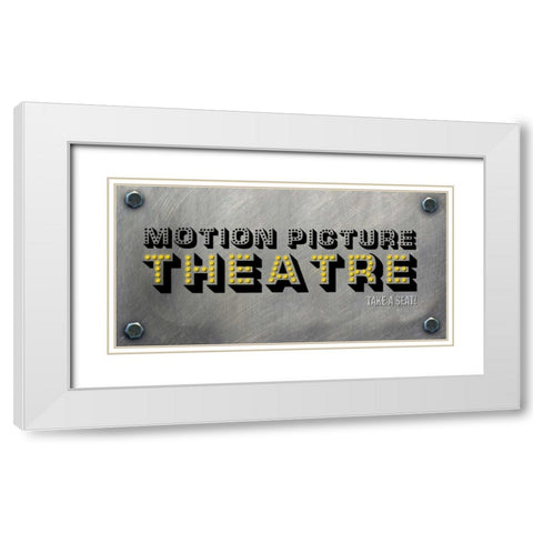 Motion Picture Theatre White Modern Wood Framed Art Print with Double Matting by PI Studio