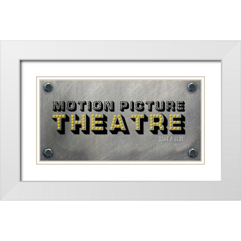 Motion Picture Theatre White Modern Wood Framed Art Print with Double Matting by PI Studio