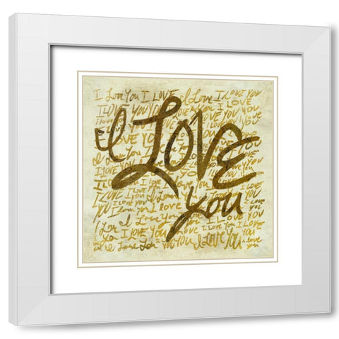 I love you White Modern Wood Framed Art Print with Double Matting by PI Studio