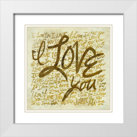 I love you White Modern Wood Framed Art Print with Double Matting by PI Studio