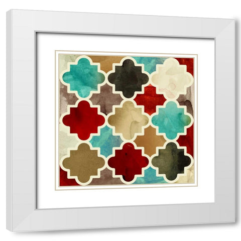 Watercolour Latticework White Modern Wood Framed Art Print with Double Matting by PI Studio