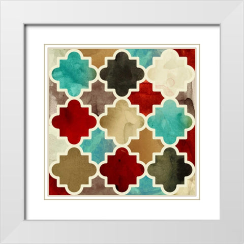 Watercolour Latticework White Modern Wood Framed Art Print with Double Matting by PI Studio