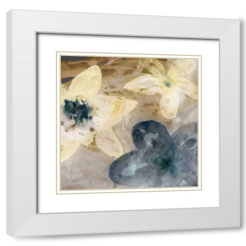 Ink Drip Floral I White Modern Wood Framed Art Print with Double Matting by PI Studio