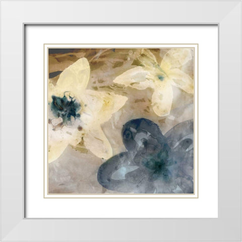 Ink Drip Floral I White Modern Wood Framed Art Print with Double Matting by PI Studio