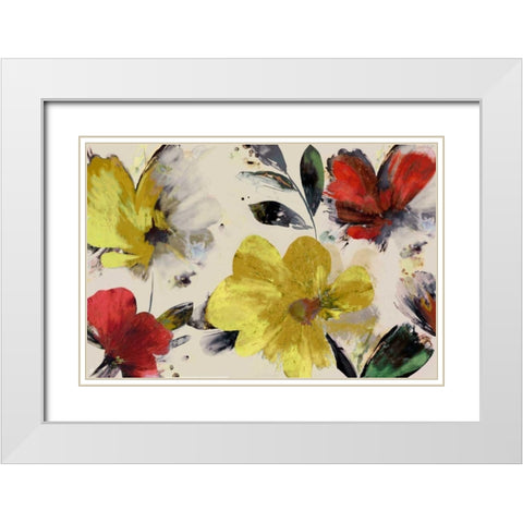 Sweet Blooms White Modern Wood Framed Art Print with Double Matting by PI Studio
