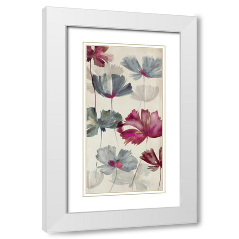 Ruffled Petals II White Modern Wood Framed Art Print with Double Matting by PI Studio