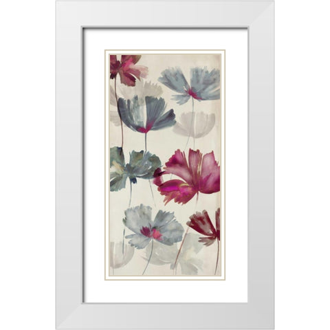 Ruffled Petals II White Modern Wood Framed Art Print with Double Matting by PI Studio