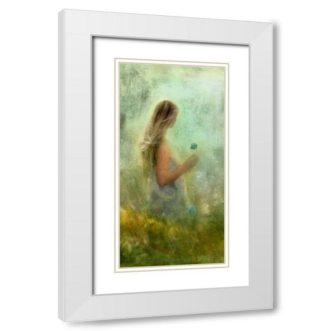 Nymph Kiss I White Modern Wood Framed Art Print with Double Matting by PI Studio