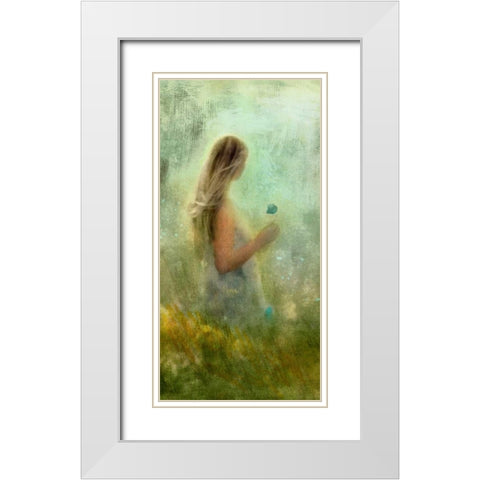 Nymph Kiss I White Modern Wood Framed Art Print with Double Matting by PI Studio