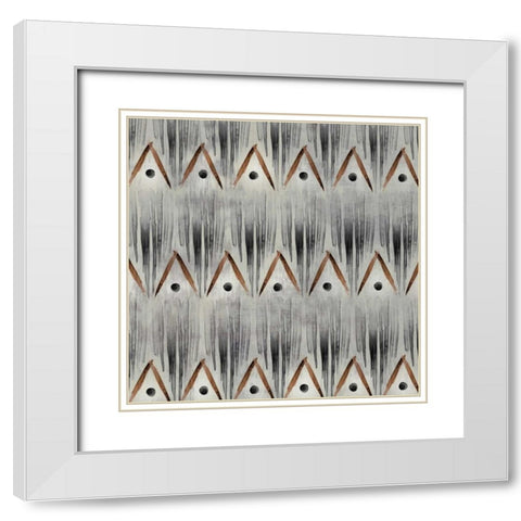 Grey Tribal III White Modern Wood Framed Art Print with Double Matting by PI Studio