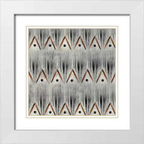 Grey Tribal III White Modern Wood Framed Art Print with Double Matting by PI Studio