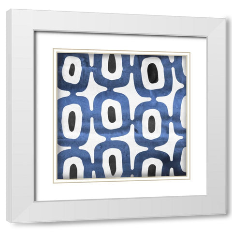 Blue Ease I White Modern Wood Framed Art Print with Double Matting by PI Studio