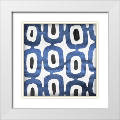 Blue Ease I White Modern Wood Framed Art Print with Double Matting by PI Studio