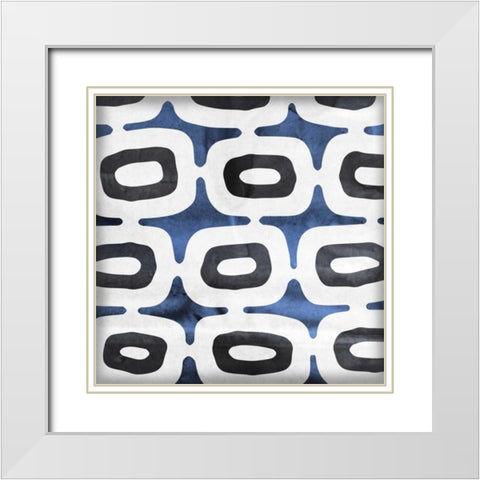 Blue Ease II White Modern Wood Framed Art Print with Double Matting by PI Studio