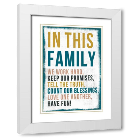 Family Rules Chalkboard White Modern Wood Framed Art Print with Double Matting by PI Studio