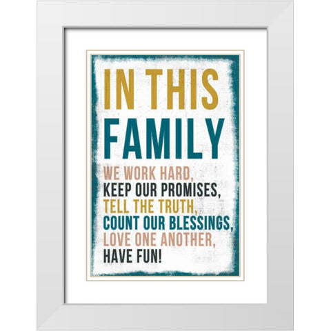 Family Rules Chalkboard White Modern Wood Framed Art Print with Double Matting by PI Studio