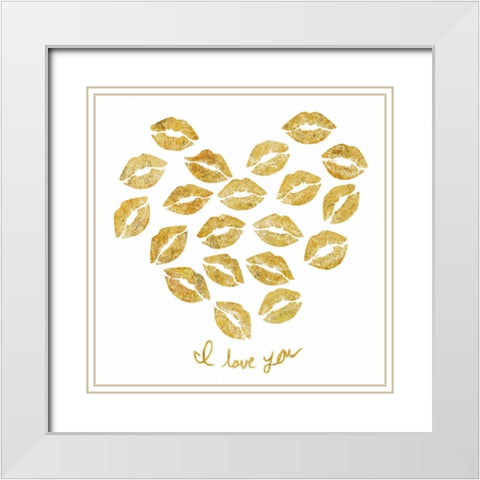 Lip Love 3  White Modern Wood Framed Art Print with Double Matting by PI Studio