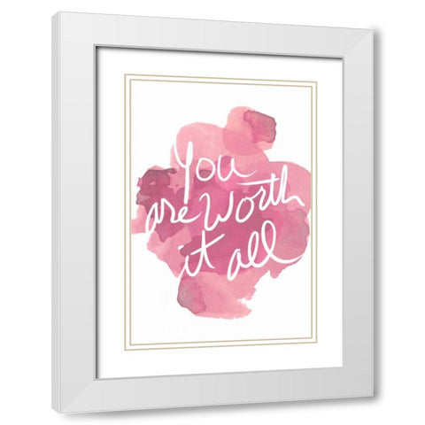 Watercoulours Pink Type III White Modern Wood Framed Art Print with Double Matting by PI Studio