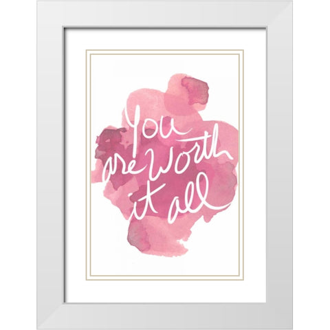Watercoulours Pink Type III White Modern Wood Framed Art Print with Double Matting by PI Studio
