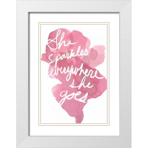 Watercolour Pink Type V White Modern Wood Framed Art Print with Double Matting by PI Studio