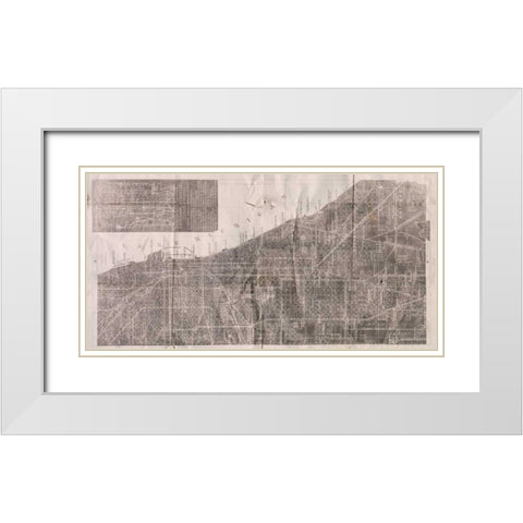 Vintage Map White Modern Wood Framed Art Print with Double Matting by PI Studio