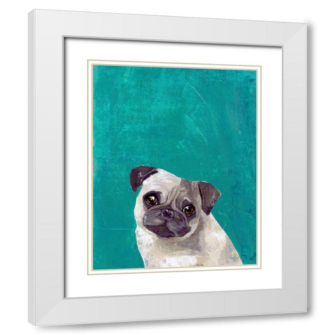 Pug Puppy  White Modern Wood Framed Art Print with Double Matting by PI Studio